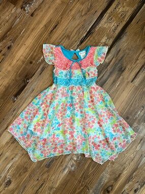 Jona Michelle Floral Flutter Sleeve Sundress, Size 5